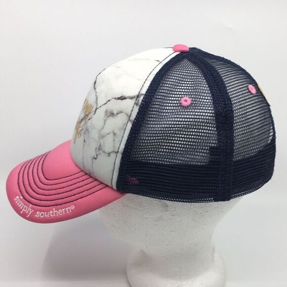Simply Southern Trucker Hat Trophy Wife Pink and Navy Blue adjustable backstrap - Picture 10 of 16